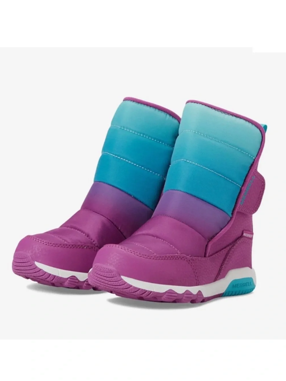 MERRELL Free Roam Puffer Girls Winter Boots in Berry Turquoise Sz 3 M Waterproof